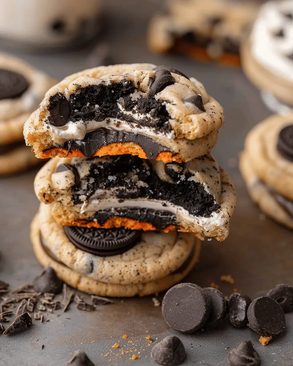 Easy Halloween Oreo Stuffed Chocolate Chip Cookies That Delight