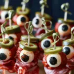 Creepy Skewered Salami Eyeballs: Quick & Easy Halloween Appetizer