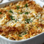 French Onion Chicken Orzo Casserole