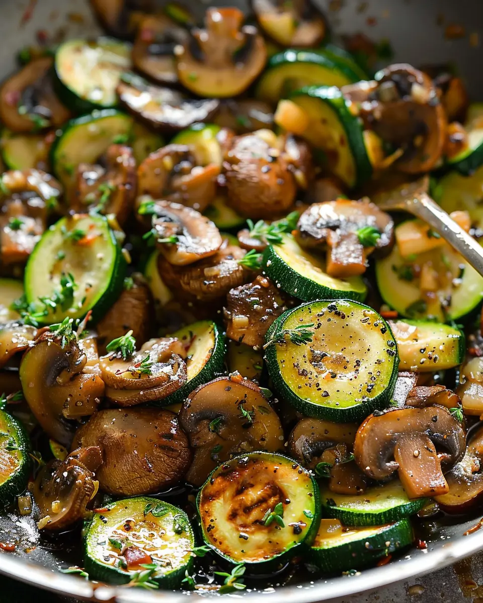 Skillet Zucchini and Mushrooms: Easy Turkey Bacon Delight