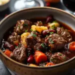 French-Style Beef Stew with Red Wine and Vegetables
