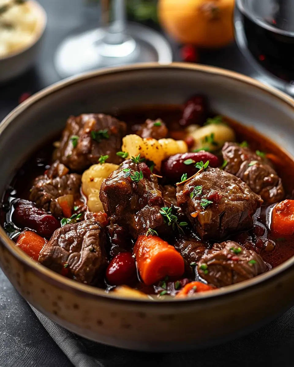 French-Style Beef Stew: Easy Recipe with Turkey Bacon and Veggies