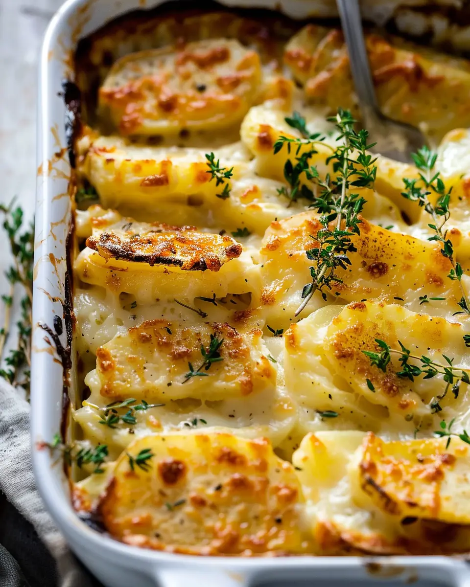 Cheesy Scalloped Potatoes: Indulgent Comfort with Turkey Bacon and Chicken Ham